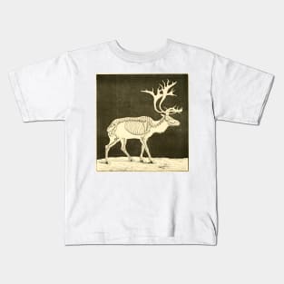 Reindeer Skeleton Vintage Illustration Kids T-Shirt